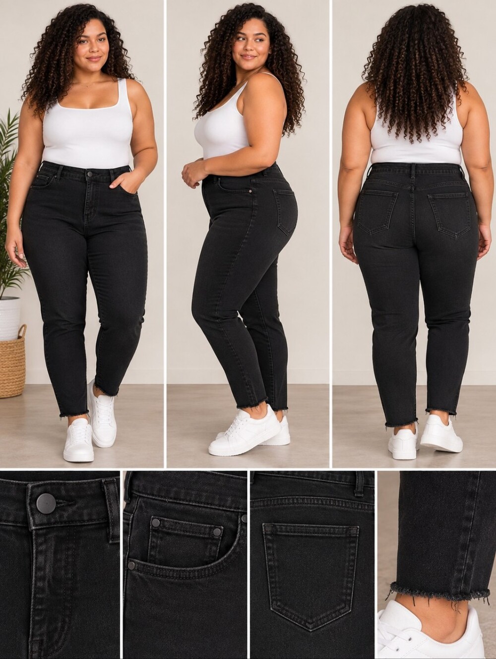 Addition Elle Black Raw Hem Jeans – Size 20